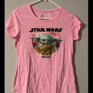 Justice Girls Mandalorian Star Wars Baby Yoda Graphic T-shirt Top Sz 18/20